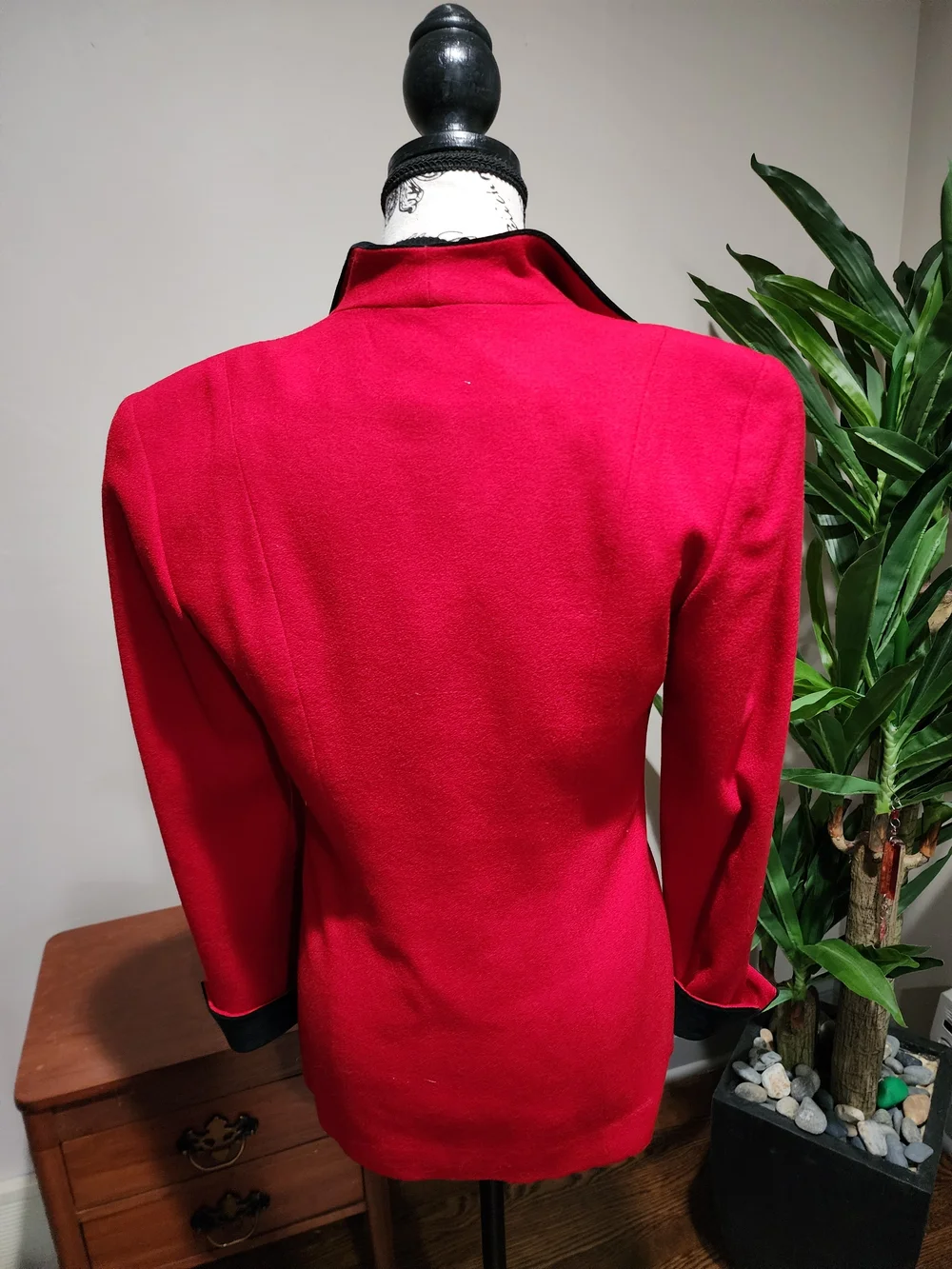 Christian Dior's Red Blazer with Black Velvet Trim Size 4P